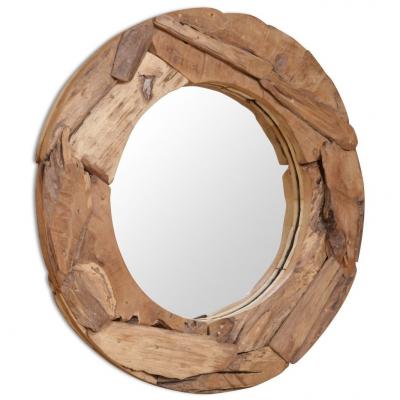 Emaga vidaxl lustro dekoracyjne, drewno tekowe, 80 cm, okrągłe