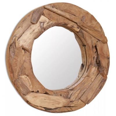 Emaga vidaxl lustro dekoracyjne, drewno tekowe, 60 cm, okrągłe