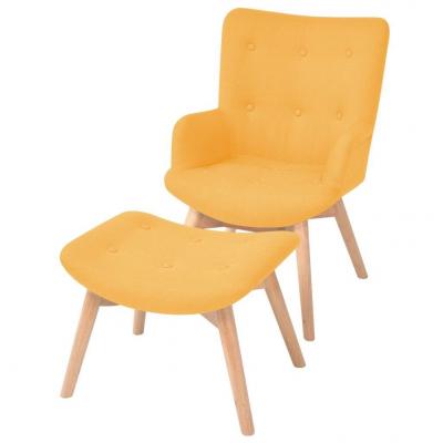 Emaga vidaxl fotel z podnóżkiem, żółty, tkanina
