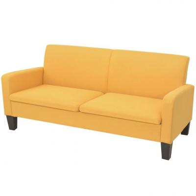 Emaga vidaxl sofa 3-osobowa, żółta, 180 x 65 x 76 cm