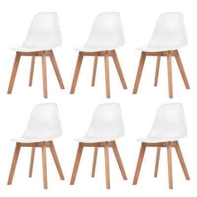 Emaga vidaxl krzesła stołowe, 6 szt., białe, plastik