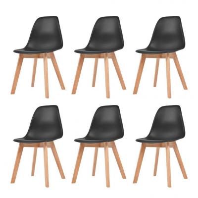 Emaga vidaxl krzesła stołowe, 6 szt., czarne, plastik