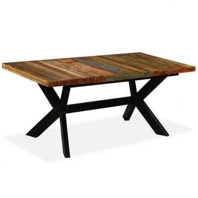 Emaga vidaxl stół jadalniany, drewno odzyskane, stalowe nogi krzyżowe, 180cm