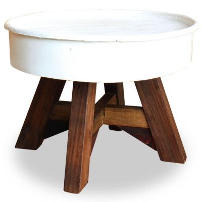 Emaga vidaxl stolik kawowy, lite drewno z odzysku, 60 x 45 cm, biały