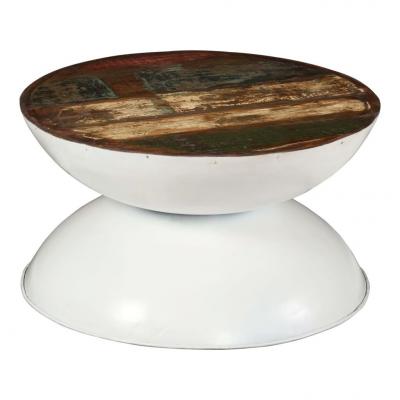 Emaga vidaxl stolik kawowy z drewna odzyskanego, biała podstawa, 60x60x33cm