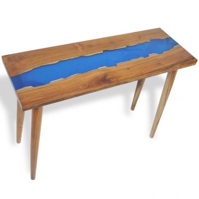 Emaga vidaxl stolik typu konsola z drewna tekowego i żywicy, 100x35x75 cm