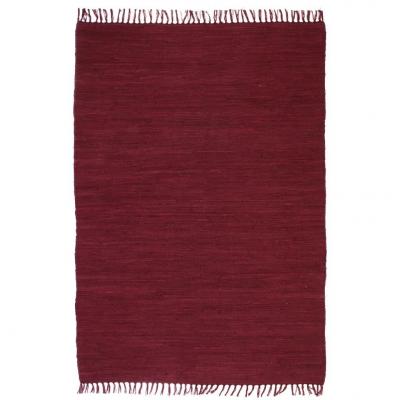 Emaga vidaxl ręcznie tkany dywanik chindi, bawełna, 120x170 cm, burgundowy