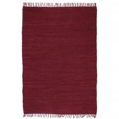 Emaga vidaxl ręcznie tkany dywanik chindi, bawełna, 80x160 cm, burgundowy