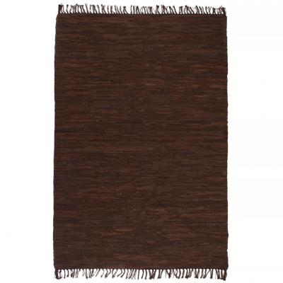 Emaga vidaxl ręcznie tkany dywanik chindi, skórzany, 160x230 cm, brązowy