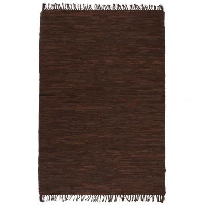 Emaga vidaxl ręcznie tkany dywanik chindi, skóra, 120x170 cm, brązowy