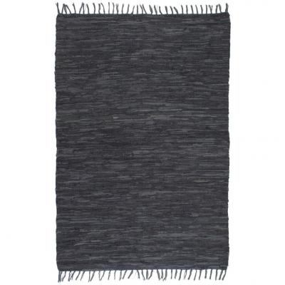 Emaga vidaxl ręcznie tkany dywanik chindi, skóra, 160x230 cm, szary