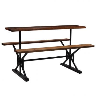 Emaga vidaxl stół barowy z ławkami, z drewna z odzysku, 180x50x107 cm