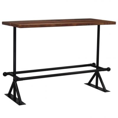 Emaga vidaxl stół barowy, lite drewno z odzysku, ciemny brąz, 150x70x107 cm