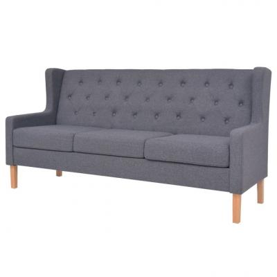 Emaga vidaxl 3-osobowa sofa tapicerowana tkaniną, szara