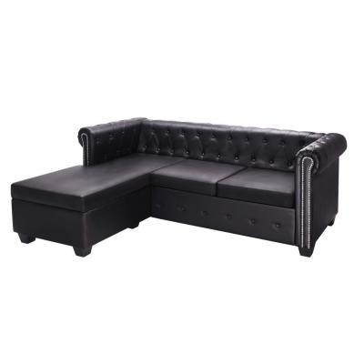 Emaga vidaxl sofa chesterfield w kształcie litery l, sztuczna skóra, czarna