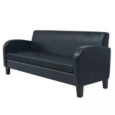Emaga vidaxl sofa 3-osobowa, sztuczna skóra, czarna
