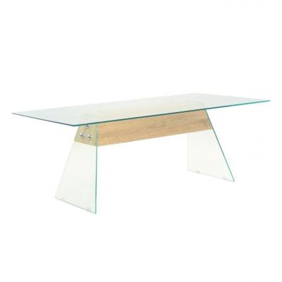 Emaga vidaxl stolik kawowy z płyty mdf i szkła, 110x55x40 cm, kolor dębowy