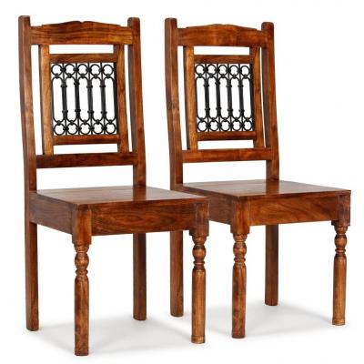 Emaga vidaxl krzesła z litego drewna, stylizowane na sheesham, 2 szt.