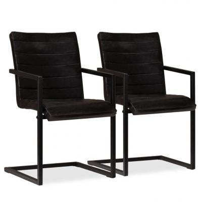 Emaga vidaxl krzesła stołowe, 2 szt., antracytowe, skóra naturalna