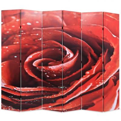 Emaga vidaxl składany parawan, 228x170 cm, czerwona róża