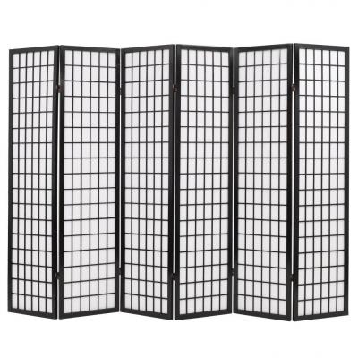 Emaga vidaxl składany prawan 6-panelowy w stylu japońskim, 240x170, czarny