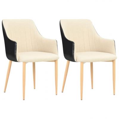 Emaga vidaxl krzesła stołowe, 2 szt., czarno-kremowe, tkanina