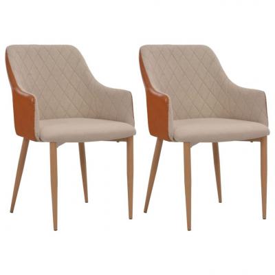 Emaga vidaxl krzesła stołowe, 2 szt., szaro-brązowe, tkanina