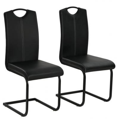 Emaga vidaxl krzesła stołowe, wspornikowe, 2 szt., czarne, sztuczna skóra