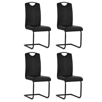 Emaga vidaxl krzesła stołowe, wspornikowe, 4 szt., czarne, sztuczna skóra