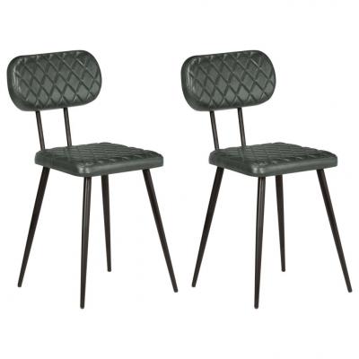 Emaga vidaxl krzesła stołowe, 2 szt., szare, skóra naturalna