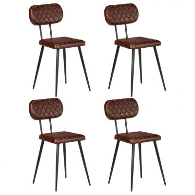 Emaga vidaxl krzesła stołowe, 4 szt. brązowe, skóra naturalna