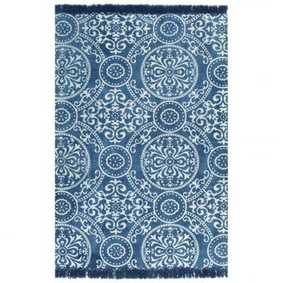 Emaga vidaxl dywan typu kilim, bawełna, 120 x 180 cm, niebieski ze wzorem