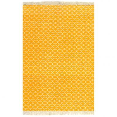 Emaga vidaxl dywan typu kilim, bawełna, 120 x 180 cm, żółty ze wzorem