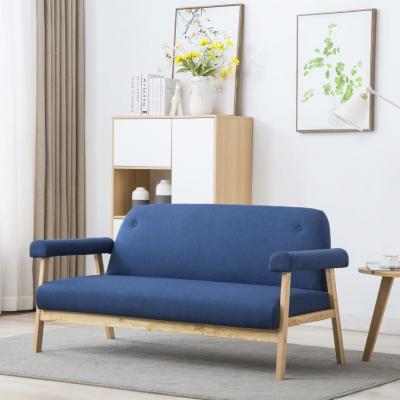 Emaga vidaxl sofa 3-osobowa tapicerowana tkaniną, niebieska