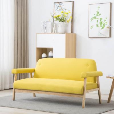 Emaga vidaxl 3-osobowa sofa tapicerowana tkaniną, żółta