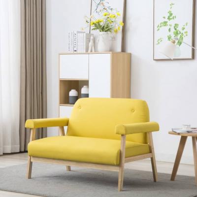 Emaga vidaxl sofa 2-osobowa tapicerowana tkaniną, żółta