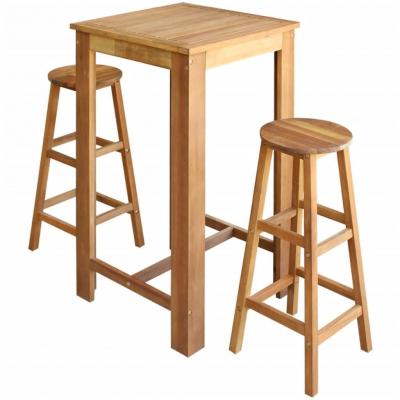 Emaga vidaxl stolik i stołki barowe, 3 elementy, lite drewno akacjowe