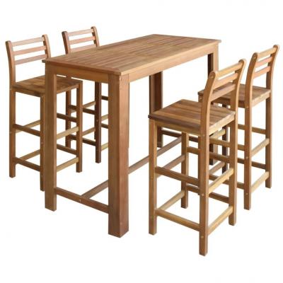Emaga vidaxl stolik i krzesła barowe, 5 elementów, lite drewno akacjowe