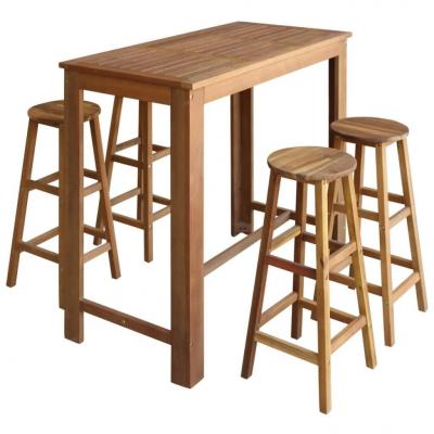 Emaga vidaxl stolik i stołki barowe, 5 elementów, lite drewno akacjowe