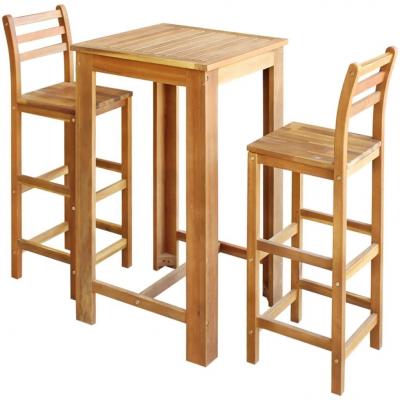 Emaga vidaxl stolik i krzesła barowe, 3 elementy, lite drewno akacjowe