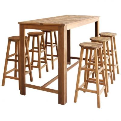 Emaga vidaxl stolik i stołki barowe,7 elementów, lite drewno akacjowe