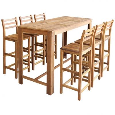 Emaga vidaxl stolik i krzesła barowe, 7 elementów, lite drewno akacjowe