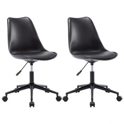 Emaga vidaxl krzesła jadalniane, 2 szt., obrotowe, czarne, sztuczna skóra