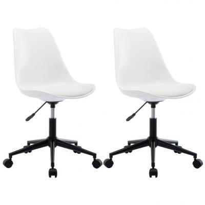Emaga vidaxl krzesła jadalniane, 2 szt., obrotowe, białe, sztuczna skóra