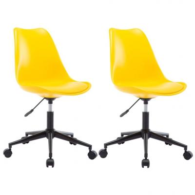 Emaga vidaxl krzesła jadalniane, 2 szt., obrotowe, żółte, sztuczna skóra