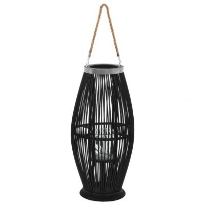 Emaga vidaxl wiszący lampion na świece, bambusowy, czarny, 60 cm