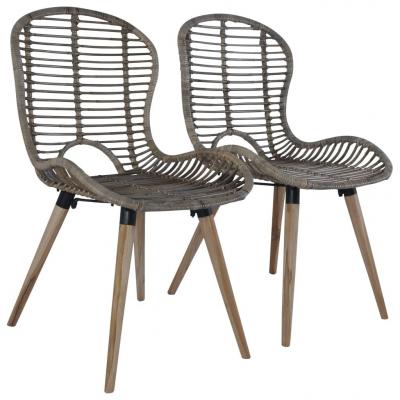 Emaga vidaxl krzesła stołowe, 2 szt., brązowe, naturalny rattan