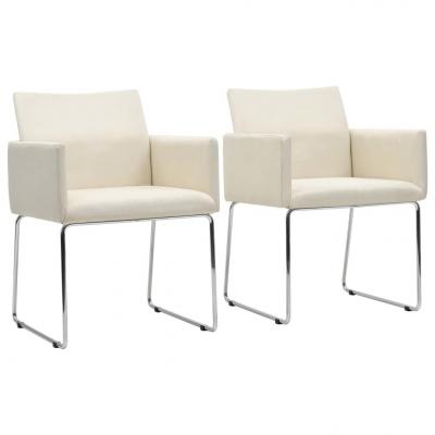 Emaga vidaxl krzesła stołowe, 2 szt., stylizowane na lniane, białe, tkanina