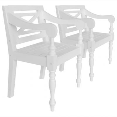 Emaga vidaxl krzesła batavia, 2 szt., białe, lite drewno mahoniowe