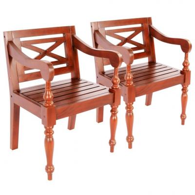 Emaga vidaxl krzesła batavia, 2 szt., ciemnobrązowe, lite drewno mahoniowe